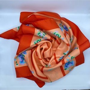 Vintage Coral Scarf with Flower Detail